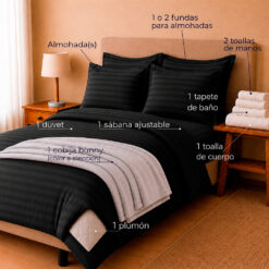 Alternative view of Combo Soltero 1000 Negro Premium - Protector Antifluido, Plumón, Almohada(s), Juego Duvet, Cobija Bunny y Toallas