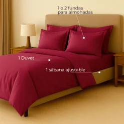Juego de duvet vinotinto de poli ster Casa LiLe