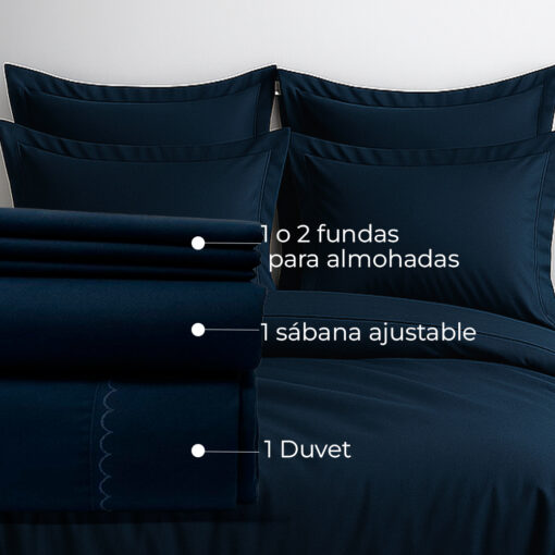 Juego de duvet algodón azul oscuro