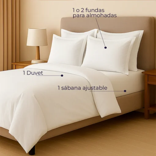 Juego de Duvet Blanco Liso de microfibra Casa LiLe