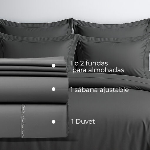 Juego de duvet algodón gris