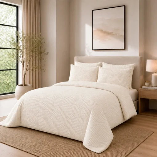 Duvet + Fundas Jacquard 300 Hilos Polialgod n Arena Dise o Geom trico Casa LiLe