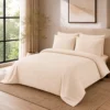 Duvet + Fundas Jacquard 300 Hilos Polialgod n Beige L neas Finas Casa LiLe