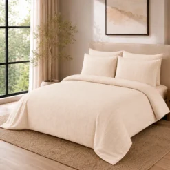 Duvet + Fundas Jacquard 300 Hilos Polialgod n Beige L neas Finas Casa LiLe