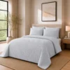 Duvet + Fundas Jacquard 300 Hilos Polialgod n Plata Dise o Geom trico Casa LiLe