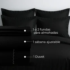 Juego de Duvet Algod n Negro 400 hilos Casa LiLe