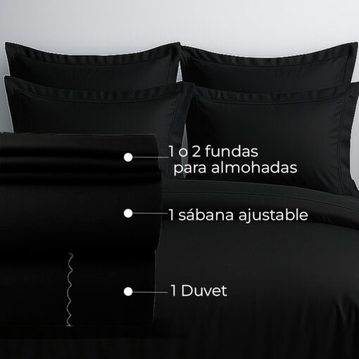 Juego de duvet algodón negro
