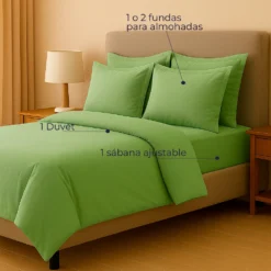 Juego de duvet verde manzana de poli ster Tipo B (Con Imperfecciones) Casa LiLe