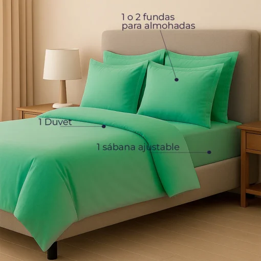 Juego de duvet verde menta de poli ster Casa LiLe