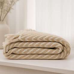 Alternative view of Pie de Cama Decorativo Zig Zag Beige con Flecos