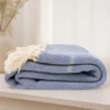 Pie de Cama Decorativo Rombo Azul con Flecos Casa LiLe
