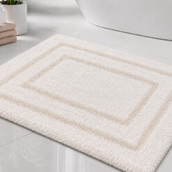Tapete de Baño Beige 100% Algodón 900gr 40x60cm Diseño Marco