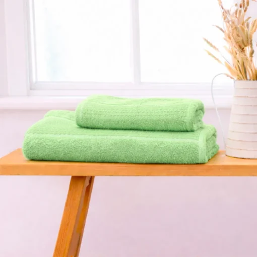 Kit Toalla Hogar Verde Manzana Toalla de Cuerpo + Toalla de Mano Casa LiLe