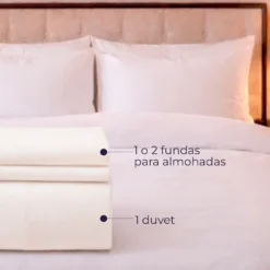 Duvet Hotelero Blanco 144 Hilos Polialgod n 50/50 + Fundas Casa LiLe