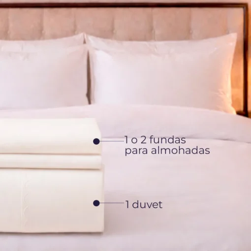 Duvet Hotelero Blanco 144 Hilos Polialgod n 50/50 + Fundas Casa LiLe