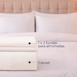 Duvet Hotelero Blanco 180 Hilos Polialgod n 50/50 + Fundas Casa LiLe