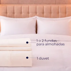 Duvet Hotelero Blanco 250 Hilos Polialgod n 60/40 + Fundas Casa LiLe