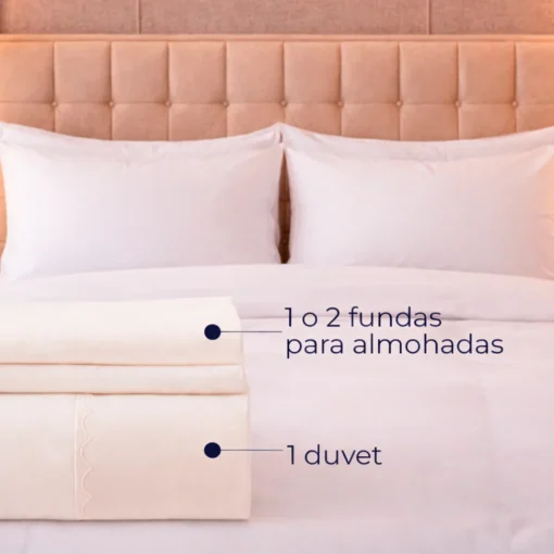 Duvet Hotelero Blanco 250 Hilos Polialgod n 60/40 + Fundas Casa LiLe