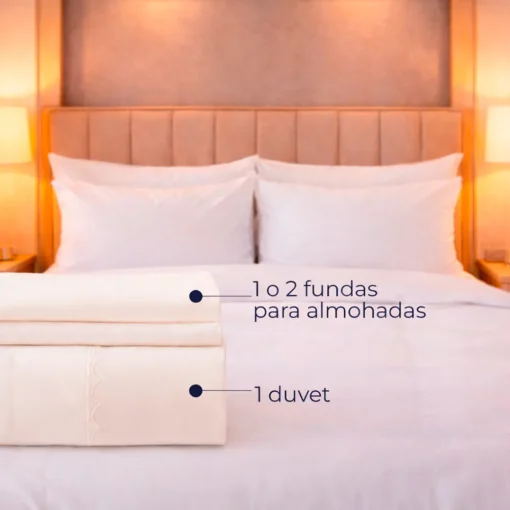 Duvet Hotelero Blanco 300 Hilos Polialgod n 60/40 + Fundas Casa LiLe