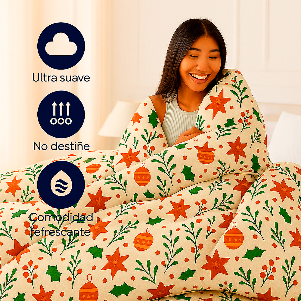 Duvet Navideño Doble Faz – Navidad Clásica - Imagen 3