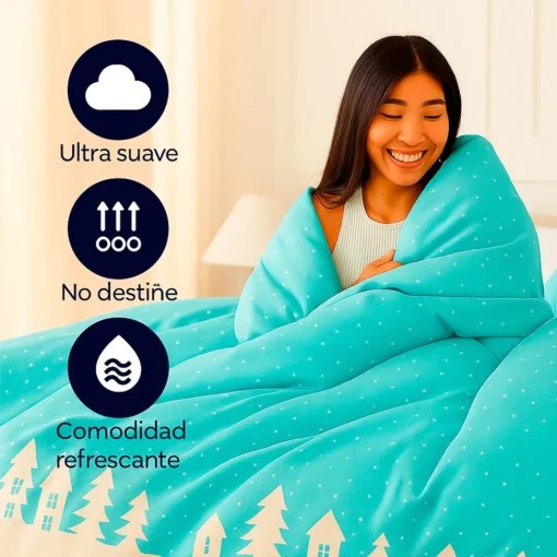 Edred n Navide o Doble Faz Invierno Azul Casa LiLe
