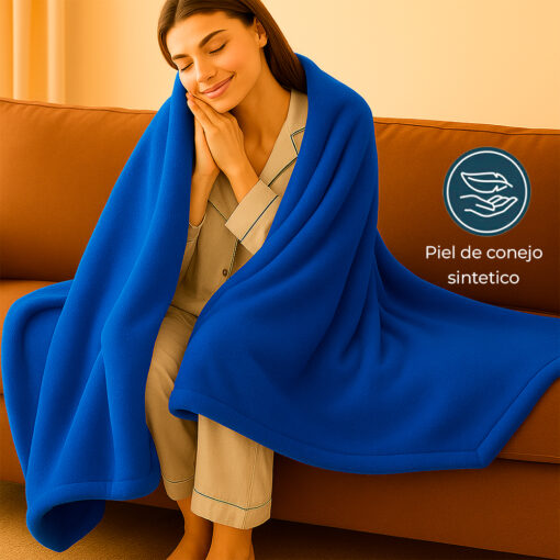 Cobija piel de conejo sintética azul