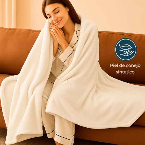 Cobija piel de conejo sintética beige