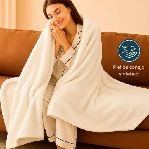 Cobija piel de conejo sint tica beige Tipo B (Con Imperfecciones) Casa LiLe