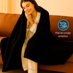 Cobija piel de conejo sintética negra
