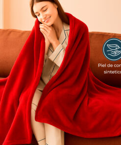 Cobija piel de conejo sintética roja