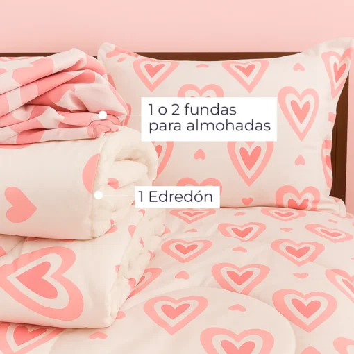Edred n Infantil Corazones Rosados Casa LiLe