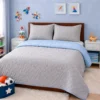 Cubrelecho Infantil Doble Faz Gris y Azul Celeste Casa LiLe