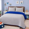 Cubrelecho Infantil Doble Faz Azul Rey y Gris Casa LiLe
