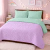 Cubrelecho Infantil Doble Faz Lila y Verde Menta Casa LiLe