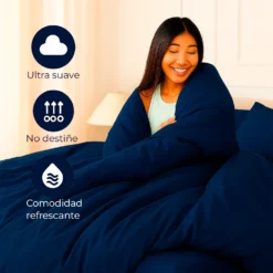 Juego de Duvet Azul Noche liso 100% Microfibra Casa LiLe