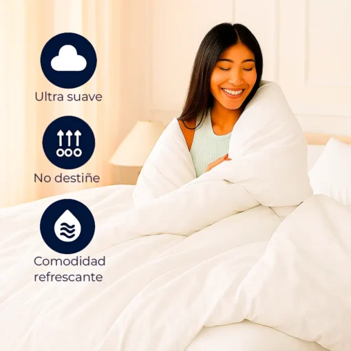 Juego de Duvet Blanco Liso de microfibra Casa LiLe
