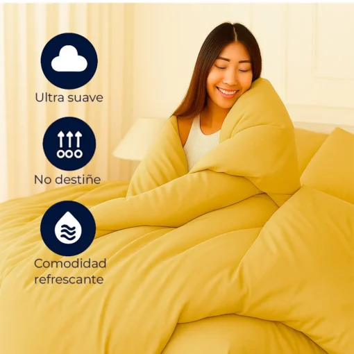 Juego de duvet oro de poli ster Casa LiLe