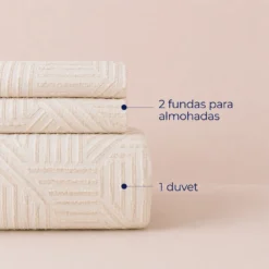 Duvet + Fundas Jacquard 300 Hilos Polialgod n Arena Dise o Geom trico Casa LiLe