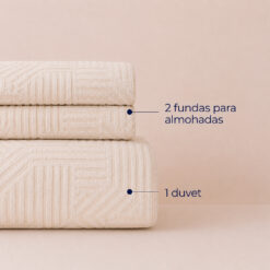 Alternative view of Duvet + Fundas Jacquard 300 Hilos Polialgodón Beige Diseño Geométrico
