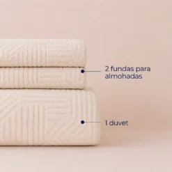 Duvet + Fundas Jacquard 300 Hilos Polialgod n Beige Dise o Geom trico Casa LiLe