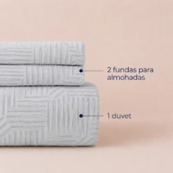Duvet + Fundas Jacquard 300 Hilos Polialgod n Gris Dise o Geom trico Casa LiLe