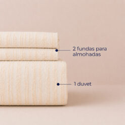 Alternative view of Duvet + Fundas Jacquard 300 Hilos Polialgodón Arena Líneas Finas