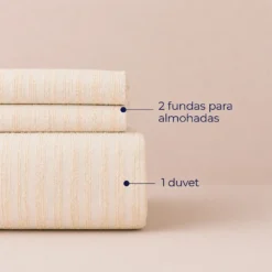 Duvet + Fundas Jacquard 300 Hilos Polialgod n Arena L neas Finas Casa LiLe