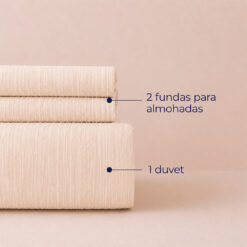 Alternative view of Duvet + Fundas Jacquard 300 Hilos Polialgodón Beige Líneas Finas