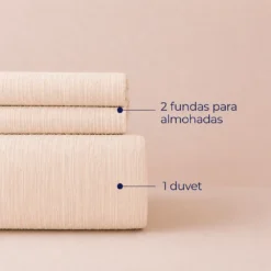 Duvet + Fundas Jacquard 300 Hilos Polialgod n Beige L neas Finas Casa LiLe
