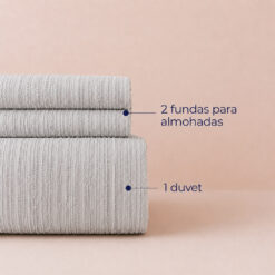 Alternative view of Duvet  + Fundas Jacquard 300 Hilos Polialgodón Gris Líneas Finas
