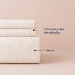Duvet + Fundas Jacquard 300 Hilos Polialgod n Marfil L neas Finas Casa LiLe
