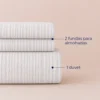 Duvet + Fundas Jacquard 300 Hilos Polialgod n Plata L neas Finas Casa LiLe