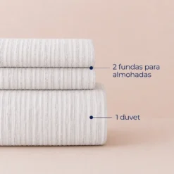 Duvet + Fundas Jacquard 300 Hilos Polialgod n Plata L neas Finas Casa LiLe