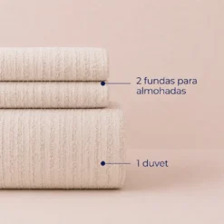 Duvet + Fundas Jacquard 300 Hilos Polialgod n Taup L neas Finas Casa LiLe